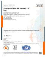 SGS ISO 9001-2015 Certificate of Registration, MOCAP Zhongshan, China